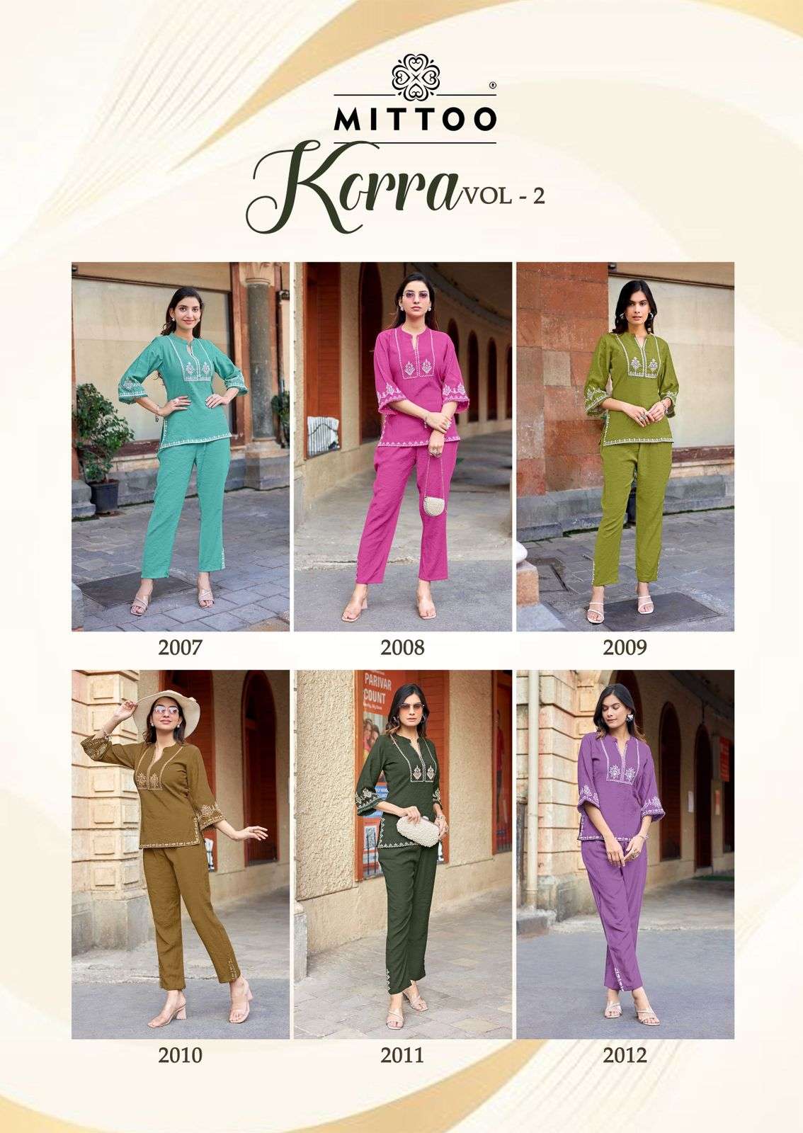 MITTOO KORRA VOL 2 VISCOSE THREAD WORK SHORT TOP PANT TYPE CORD SET RESELLER MITTOO KORRA VOL 2 VISCOSE THREAD WORK SHORT TOP PANT TYPE CORD SET RESELLER